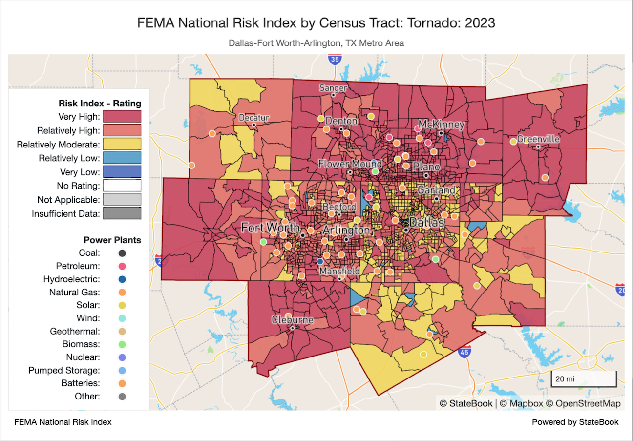 StateBook Map - FEMA National Risk Index by Census Tract - Tornado - 2023 (4)